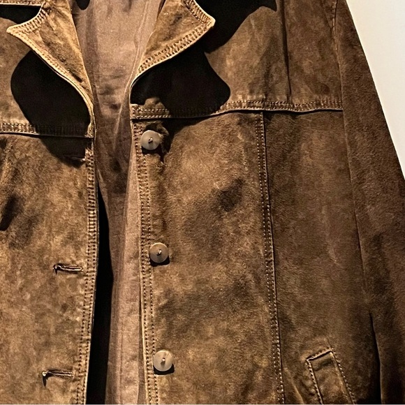 Vintage unisex genuine suede chocolate brown jacket - Picture 3 of 7